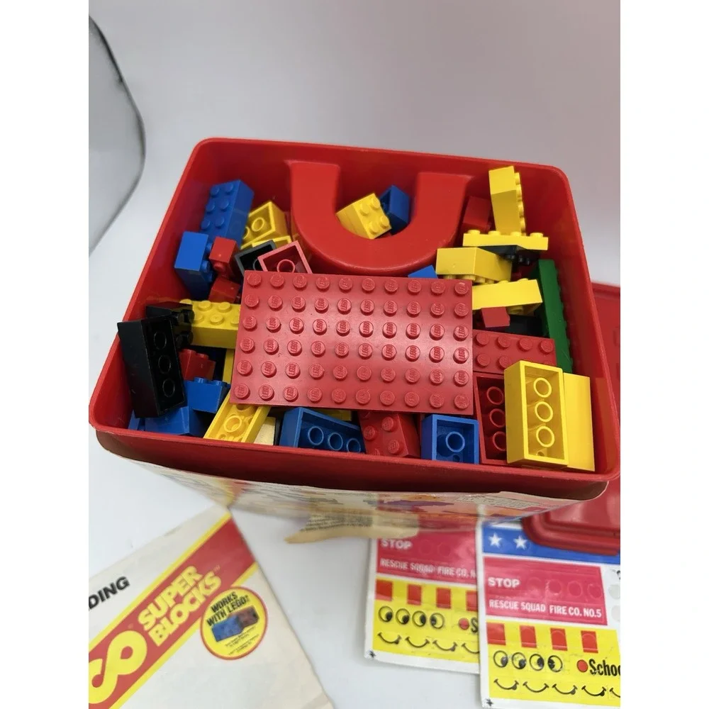 Vtg 1980's TYCO SUPER BLOCKS 171 Piece Deluxe BUILDING SET #5215 Stickers Manual